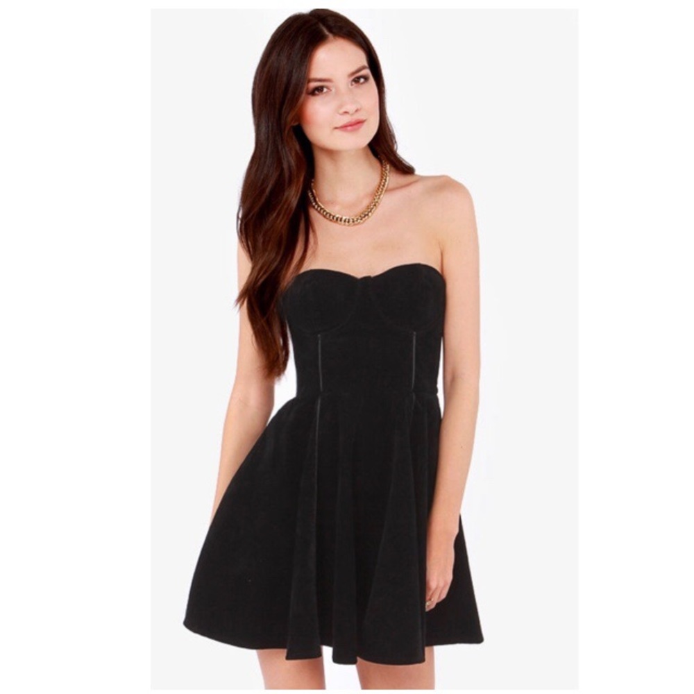 MinkPink Saint Bernadette BlK Strapless Dress M